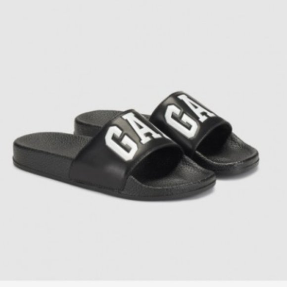 GAP white logo black slide sandals 6/7 - Picture 2 of 5